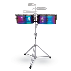 Latin Percussion LP257-TS TONY SUCCAR SIGNATURE TIMBALES - RAINBOW CHROME/BLACK NICKEL