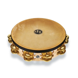 Latin Percussion LP384-BR PRO 10" DOUBLE ROW HEADED TAMBOURINE - BRASS